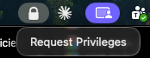 The Privileges menu bar item — Request Privileges