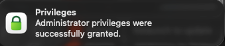 Confirmation — privileges granted