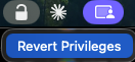 The Privileges menu bar item — Revert Privileges