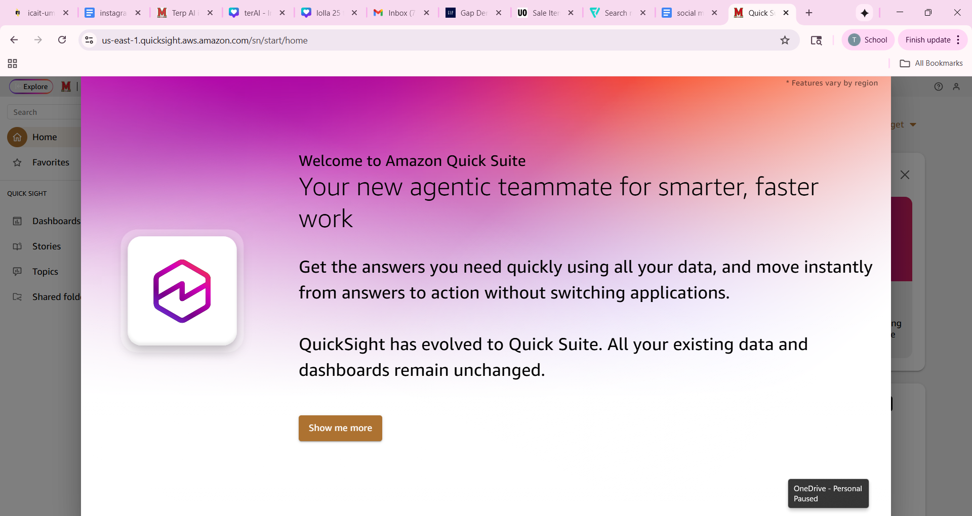 welcome screen quick suite