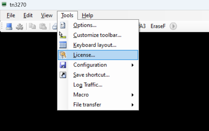 Where to click License option