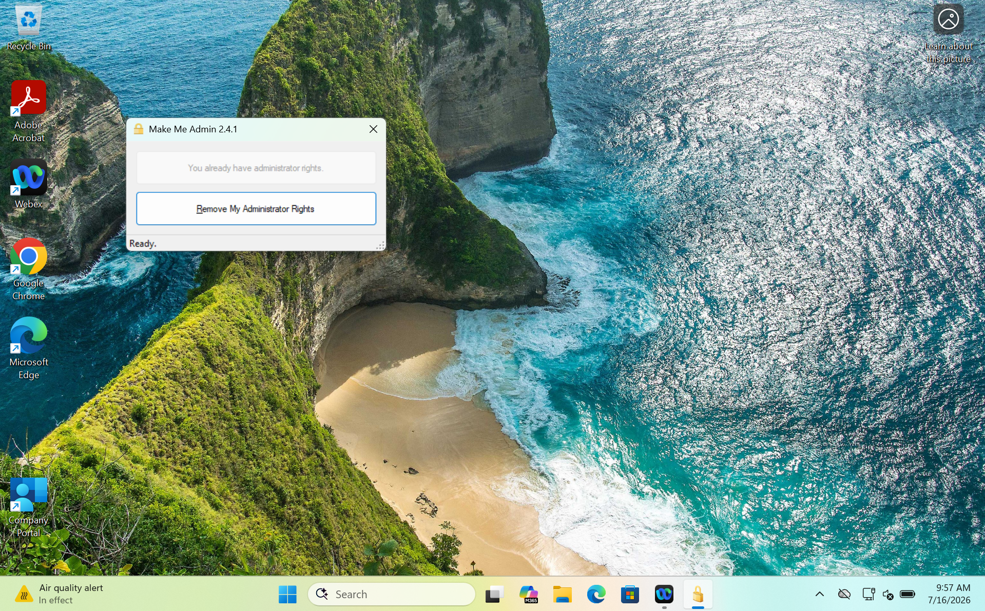Remove Admin rights option